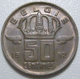Бельгія Бельгия ^/--/^ Бельгія 50 сантимів 1982 року Belgie 42485 ^_^^^ Бельгия 50 сантимов 1982 года Belgie 42485 - фото фото фото