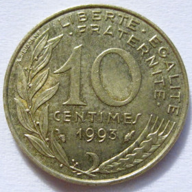 Франція Франция ^/--/^ Франція 10 сантимів 1993 року #6 /--/ П /--/ 1370 ^_^^^ Франция 10 сантимов 1993 года #6 /--/ П /--/ 1370 - фото фото фото