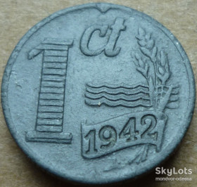 Нідерланди Нидерланды ^/--/^ Нидерланды 1 цент 1942 цинк  дло/1 /--/ н /--/ 6 ^_^^^ Нідерланди 1 цент 1942 цинк дло/1 /--/ н /--/ 6 - фото фото фото