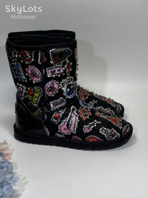 УГГІ (UGG) УГГИ (UGG) ^/--/^ Уггі Keddo зі стразамією та принтом чорні нар. 38  (24.8 см), б/в рок-стилі Н /--/ 1675 ^_^^^ Угги Keddo со стразамией и принтом черные нар. 38 (24.8 см), б/в рок-стиле Н /--/ 1675 - фото фото фото