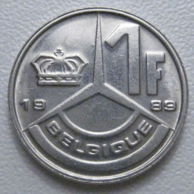 Бельгія Бельгия ^/--/^ Бельгія 1 франк 1989 року Belgique 42746 ^_^^^ Бельгия 1 франк 1989 года Belgique 42746 - фото фото фото