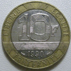 Франція Франция ^/--/^ Франція 10 франків 1990 року 43765 ^_^^^ Франция 10 франков 1990 года 43765 - фото фото фото