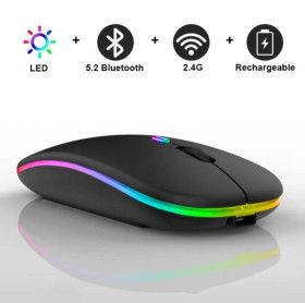 Миші Мыши ^/--/^ Беспроводная аккумуляторная мышка с RGB-подсветкой, разрешение 1600 /--/ DP, Bluetooth 5.2 и WiFi 2.4 GHz ^_^^^ Бездротова акумуляторна мишка з RGB-підсвічуванням, дозвіл 1600 /--/ DP, Bluetooth 5.2 і WiFi 2.4 GHz - фото фото фото