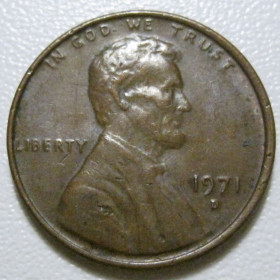 Обігові Обиходные ^/--/^ США 1 цент 1971 року D #39998 ^_^^^ США 1 цент 1971 года D #39998 - фото фото фото