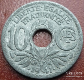 Франція Франция ^/--/^ Франция 10 сантимов .1941. цинк зл/02 /--/ ф /--/ 1 ^_^^^ Франція 10 сантимів .1941. цинк зл/02 /--/ ф /--/ 1 - фото фото фото