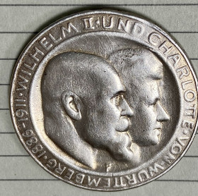 Німецька імперія (-) Германская империя (-) ^/--/^ Німеччина.  3 Марки 1911 F Весілля, Вюртемберг ^_^^^ Германия. 3 Марки 1911 F Свадьба, Вюртемберг - фото фото фото