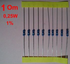 Резистори Резисторы ^/--/^ 1 Оm   (1 /--/ R) резистор 0.25 Вт 1% 10-шт ^_^^^ 1 Оm (1 /--/ R) резистор 0.25 Вт 1% 10-шт - фото фото фото