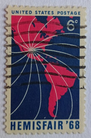 Північна Америка Северная Америка ^/--/^ США 1968 Карта Америки, гашеная ^_^^^ 1968 — Карта Америки, гашена - фото фото фото