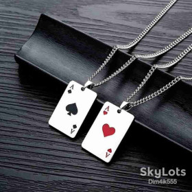 Ланцюжки Цепочки ^/--/^ Кулон игральная карта с цепочкой Stainless steel 316 /--/ L Black / Red ^_^^^ Кулон ігрова карта з ланцюжком Stainless steel 316 /--/ L Black / Red - фото фото фото