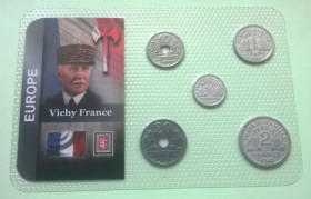 Франція Франция ^/--/^ Набор монет ФРАНЦИЯ 1941-1944 годов блистер запайка набір ФРАНЦІЯ пластик ^_^^^ Набор монет ФРАНЦИЯ 1941-1944 годов блистер запайка набор ФРАНЦИЯ пластик - фото фото фото