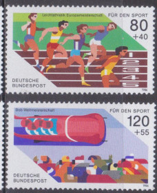 НДР, ФРН ГДР, ФРГ ^/--/^ Германия 1986 СПОРТ ЛЁГКАЯ АТЛЕТИКА БЕГ ЧЕМПИОНАТ ЕВРОПЫ МИРА БОБСЛЕЙ SW 1143-1144** MNH $4.55 !!! - фото фото фото