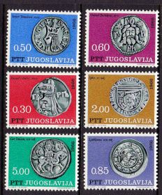 Балканський півострів Балканский полуостров ^/--/^ EU Югославия  1966 г  MNH - монеты на  марках ^_^^^ EU Югославія 1966 - монети на марках - фото фото фото