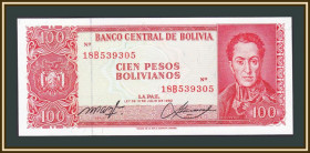 Болівія Боливия ^/--/^ Боливия 100 песо боливиано 1962 P-164  (164 /--/ Аa.2) UNC ^_^^^ Болівія 100 песо Болівіано 1962 P-164 (164 /--/ Аa.2) UNC - фото фото фото