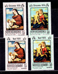 Мистецтво Искусство ^/--/^ NM Искусство . Новые Гебриды  1970 г MNH - ER + RF -  Рождество ^_^^^ NM Мистецтво . Нові Гебриди 1970 р MNH - ER + RF - Різдво - фото фото фото