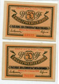 Німеччина Германия ^/--/^ Нотґельди Щецін 50 пф 1922 р. ^_^^^ Нотгельды Щецин 50 пф 1922 г. - фото фото фото