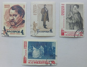 СРСР - СССР - ^/--/^ СССР 1965 Советские художники, Серов, Герасимов, гашеные ^_^^^ СРСР 1965 Радянські художники, Сєров, Герасимов, гашені - фото фото фото