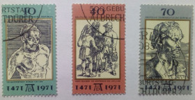 НДР, ФРН ГДР, ФРГ ^/--/^ ГДР 1971 500-летие со дня рождения Альбрехта Дюрера, гашеные ^_^^^ НДР 1971 500-річчя від дня народження Альбрехта Дюрера, гашені - фото фото фото