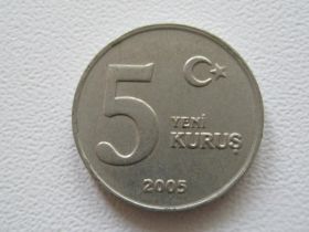 Туреччина Турция ^/--/^ Турция 5 новых курушей 2005 года 14287 ^_^^^ Туреччина 5 нових курей 2005 року 14287 - фото фото фото