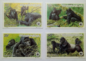 Руанда Руанда ^/--/^ Руанда 1985 Гориллы, приматы, MNH  (КЦ = 29 евро) ^_^^^ Руанда 1985 Горили, примати, MNH (КЦ = 29 євро) - фото фото фото