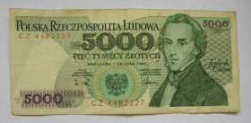 Польща Польша ^/--/^ 5000 ЗЛОТИХ = 1988 р. = ПОЛЬЩА = серія CZ ^_^^^ 5000 злотых = 1988 г. = Польша = серия CZ - фото фото фото