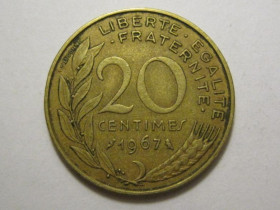 Франція Франция ^/--/^ Франция 20 сантимов 1967 года 3 /--/ П /--/ 1029 ^_^^^ Франція 20 сантимів 1967 року 3 /--/ П /--/ 1029 - фото фото фото