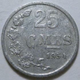 Люксембург Люксембург ^/--/^ Люксембург 25 сантимів 1954 року 41366 ^_^^^ Люксембург 25 сантимов 1954 года 41366 - фото фото фото