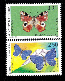 Фауна Фауна ^/--/^ NM Фауна  Андорра 1999 г MNH - бабочки ^_^^^ NM Фауна Андорра 1999 MNH - метелики - фото фото фото