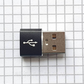 Інше Другое ^/--/^ Перехідник Type-C (мама) на USB (тато) металевий Чорний ^_^^^ Переходник Type-C (мама) на USB (папа) металлический Черный - фото фото фото