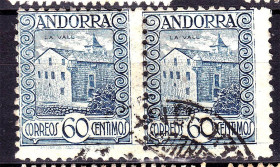 Малі Держави Європи Малые Государства Европы ^/--/^ Андорра - гаш  1936 г - архитектура - пара ^_^^^ Андорра - гаш 1936 р - архітектура - пара - фото фото фото