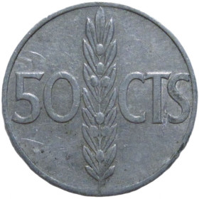 Іспанія Испания ^/--/^ Іспанія 50 сентимів 1966  (1971) року #6 /--/ П /--/ 1790 ^_^^^ Испания 50 сентимов 1966 (1971) года #6 /--/ П /--/ 1790 - фото фото фото