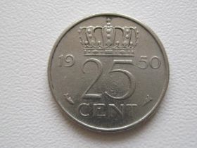 Нідерланди Нидерланды ^/--/^ Нидерланды 25 центов 1950 года 23291 ^_^^^ Нідерланди 25 центів 1950 року 23291 - фото фото фото