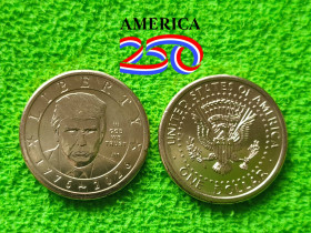 Обігові Обиходные ^/--/^ 2026 США 1 доллар 250 лет Независимости. Дональд Трамп  (P). UNC ^_^^^ 1999 Норвегія 50 ер - фото фото фото