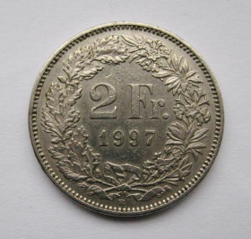 Швейцарія Швейцария ^/--/^ 2 франка = 1997 р. = ШВЕЙЦАРИЯ - ШВЕЙЦАРІЯ ^_^^^ 2 франка = 1997 г. = ШВЕЙЦАРИЯ - ШВЕЙЦАРИЯ - фото фото фото
