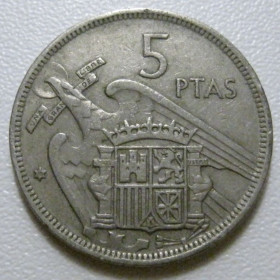 Іспанія Испания ^/--/^ Іспанія 5 песет 1957  (1970) року 41736 ^_^^^ Испания 5 песет 1957 (1970) года 41736 - фото фото фото