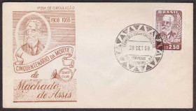 Америка Америка ^/--/^ Бразилия 1958 ПИСАТЕЛЬ MACHADO DE ASSIS ЛИТЕРАТУРА ТВОРЧЕСТВО КНИГИ ПРОИЗВЕДЕНИЯ КПД Mi.947 ^_^^^ Бразилія 1958 Письменник MACHADO DE ASSIS ЛІТЕРАТУРА ТВОРЧІСТЬ КНИГИ ПРОВЕДЕННЯ ККД Mi.947 - фото фото фото