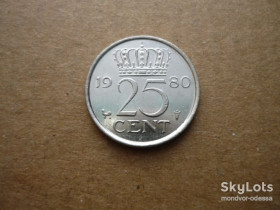 Нідерланди Нидерланды ^/--/^ Нидерланды 25 центов 1980 ^_^^^ Нідерланди 25 центів 1980 - фото фото фото