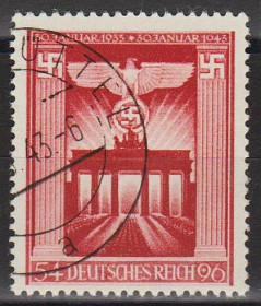 Третій Рейх (-) Третий Рейх (-) ^/--/^ 1943 - Рейх - 10 років правління Гітлера Mi.829 _гаш _3,0 € ^_^^^ 1943 - Рейх - 10 лет правления Гитлера Mi.829 _гаш _3,0 € - фото фото фото