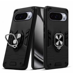 Чохли, бампера Чехлы, бампера ^/--/^ Чохол Fiji Defence для Google Pixel 11 Pro XL протиударний бампер з кільцем підставкою Black - фото фото фото