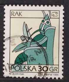 Польща Польша ^/--/^ Польша 1996 г - Знаки зодиака: Рак, гаш ^_^^^ Польща 1996 - Знаки зодіаку: Рак, гаш - фото фото фото