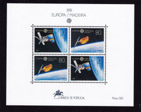Освоєння космосу Освоение космоса ^/--/^ Космос . Португалия 1991 г  MNH - блок - CEPT - ^_^^^ Португалія 1991 MNH - блок - фото фото фото