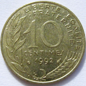 Франція Франция ^/--/^ Франція 10 сантимів 1992 року #6 /--/ П /--/ 1368 ^_^^^ Франция 10 сантимов 1992 года #6 /--/ П /--/ 1368 - фото фото фото