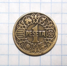 Іспанія Испания ^/--/^ Испания 1 песета 1944 фашизм ^_^^^ Іспанія 1 песета 1944 фашизм - фото фото фото