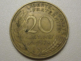 Франція Франция ^/--/^ Франция 20 сантимов 1967 года 38109 ^_^^^ Франція 20 сантимів 1967 року 38109 - фото фото фото