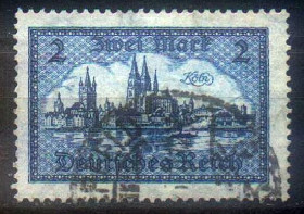 Веймарська республіка Веймарская республика ^/--/^ 1924 - Німеччина - Будинки - Кельн 2 Mi.365 _4,50 € ^_^^^ 1924 - Германия - Дома - Кельн 2 Mi.365 _4,50 € - фото фото фото