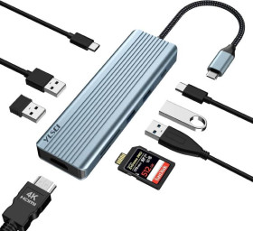 Зарядні пристрої Зарядные устройства ^/--/^ YLSCI 9 в 1 USB C, док-станция USB C с HDMI 4 /--/ K, USB 3.0, USB 2.0, USB C, 100 Вт PD, SD/TF, станция-р ^_^^^ YLSCI 9 в 1 USB C, док-станція USB C з HDMI 4 /--/ K, USB 3.0, USB 2.0, USB C, 100 Вт PD, SD/TF, станція-р - фото фото фото