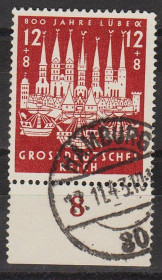 Третій Рейх (-) Третий Рейх (-) ^/--/^ 1943 - Рейх - 800 років Любека Mi.862 _1.50 € ^_^^^ 1943 - Рейх - 800 лет Любека Mi.862 _1.50 € - фото фото фото