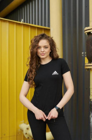 Футболки Футболки ^/--/^ Женская футболка Adidas черная ^_^^^ Жіноча футболка Adidas чорна - фото фото фото