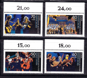 НДР, ФРН ГДР, ФРГ ^/--/^ Германия - Берлин  1988 г MNH - музыка - муз. инструменты ^_^^^ Німеччина - Берлін 1988 р MNH - музика - муз. інструменти - фото фото фото