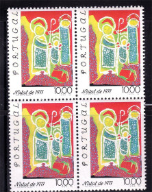 Португалія Португалия ^/--/^ Португалия 1977 г MNH - квартблок - Рождество ^_^^^ 1977 MNH - квартблок - Різдво - фото фото фото