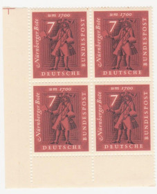 НДР, ФРН ГДР, ФРГ ^/--/^ ФРГ 1961 г. № 255 ** кварт блок ^_^^^ ФРН 1961 р. No 255 ** кварт блок - фото фото фото